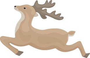 linda imagen de un corriendo ciervo con grande cuernos. Papa Noel claus Navidad reno en dibujos animados estilo. vector ilustración aislado en un blanco antecedentes