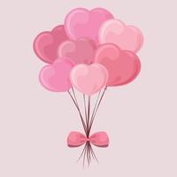 globos en el forma de un corazón. linda brillante vector ilustración para enamorado s día con el imagen de globos en el forma de corazones, rosado con un arco atado a él. pelotas con un arco. vector