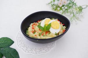 mashed potatoes with eggs as a background photo