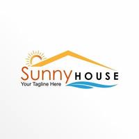 Roof house with Sunrise image graphic icon logo design abstract concept vector stock. Can be used as a symbol related to home or fresh.