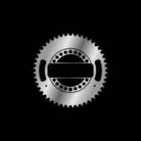 engranaje y Llevando en metal emblema imagen gráfico icono logo diseño resumen concepto vector existencias. lata ser usado como un símbolo relacionado a mecánico.