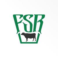 Letter or word FSR font with cow image graphic icon logo design abstract concept vector stock. Can be used as a symbol related to Farm or initial.