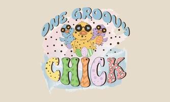 One Groovy Chick Valentine's Day SVG And T-shirt Design for fashion, textile, shirts, prints, posters, stickers, labels, graphics and others use vector