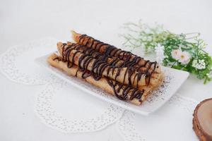 delicious chocolate flavored banana rolls photo