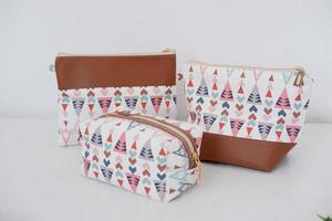 beautiful and patterned pouch as background photo