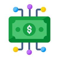 Conceptual flat design icon of money network vector