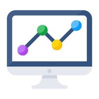 Conceptual flat design icon of polyline chart vector