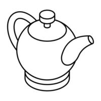 A linear design icon of traditional teapot vector