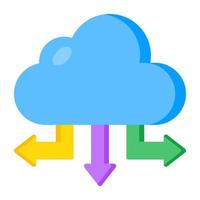 A colored design icon of cloud arrows vector