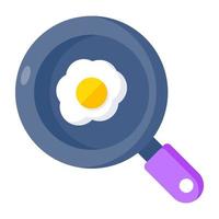 A flat design icon of fried egg vector