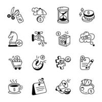 Business Strategy Doodles Icon Pack vector