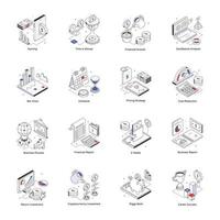 Pack of Market Planning Isometric Icons vector