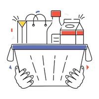 Trendy Grocery Basket vector