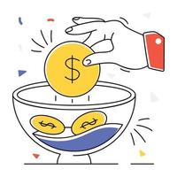 Trendy Money Bowl vector