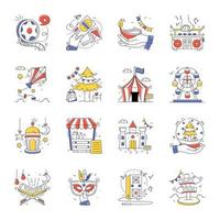 Collection of Amusement Linear Stickers vector