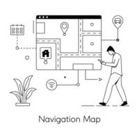 mapa de navegación de moda vector