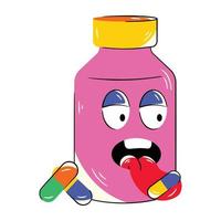 Trendy Pills Bottle vector