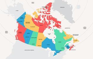 Canadá país mapa con ciudad nombres vector