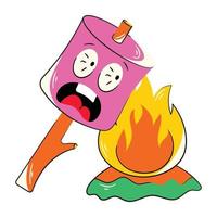 Trendy Roasting Marshmallow vector