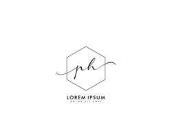 Initial letter PH Feminine logo beauty monogram and elegant logo design, handwriting logo of initial signature, wedding, fashion, floral and botanical with creative template vector