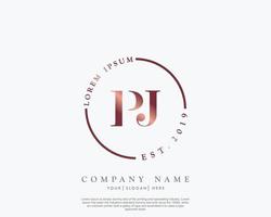 inicial letra pj femenino logo belleza monograma y elegante logo diseño, escritura logo de inicial firma, boda, moda, floral y botánico con creativo modelo vector