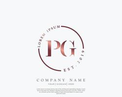 Initial letter PG Feminine logo beauty monogram and elegant logo design, handwriting logo of initial signature, wedding, fashion, floral and botanical with creative template vector