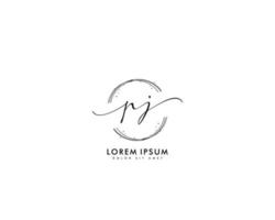 Initial letter PJ Feminine logo beauty monogram and elegant logo design, handwriting logo of initial signature, wedding, fashion, floral and botanical with creative template vector