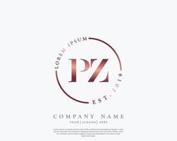 Initial letter PZ Feminine logo beauty monogram and elegant logo design, handwriting logo of initial signature, wedding, fashion, floral and botanical with creative template vector