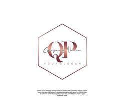 Initial letter QP Feminine logo beauty monogram and elegant logo design, handwriting logo of initial signature, wedding, fashion, floral and botanical with creative template vector
