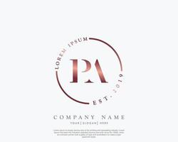 Initial letter PA Feminine logo beauty monogram and elegant logo design, handwriting logo of initial signature, wedding, fashion, floral and botanical with creative template vector