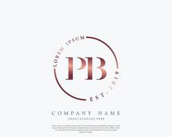 Initial letter PB Feminine logo beauty monogram and elegant logo design, handwriting logo of initial signature, wedding, fashion, floral and botanical with creative template vector