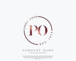 Initial letter PO Feminine logo beauty monogram and elegant logo design, handwriting logo of initial signature, wedding, fashion, floral and botanical with creative template vector