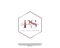 Initial letter PS Feminine logo beauty monogram and elegant logo design, handwriting logo of initial signature, wedding, fashion, floral and botanical with creative template vector
