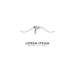 Initial letter QE Feminine logo beauty monogram and elegant logo design, handwriting logo of initial signature, wedding, fashion, floral and botanical with creative template vector