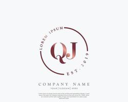 Initial letter QJ Feminine logo beauty monogram and elegant logo design, handwriting logo of initial signature, wedding, fashion, floral and botanical with creative template vector