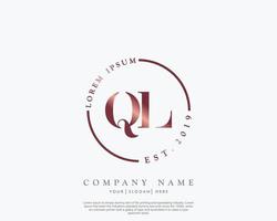 Initial letter QL Feminine logo beauty monogram and elegant logo design, handwriting logo of initial signature, wedding, fashion, floral and botanical with creative template vector