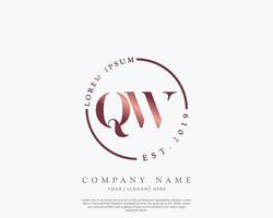 Initial letter QW Feminine logo beauty monogram and elegant logo design, handwriting logo of initial signature, wedding, fashion, floral and botanical with creative template vector