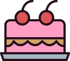 Cake With Cherry On Top Vector Icon