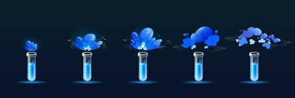 Potion bottle with puff cloud animation set vector