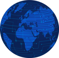 Modern Technology World Map Globe Crop-out png