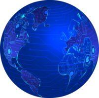 Modern Technology World Map Globe Crop-out png