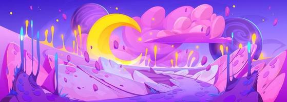 Fantasy pink planet surface vector