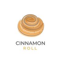 Cinnamon Roll Or kanelbulle Simple Line Art Vector Illustration Logo