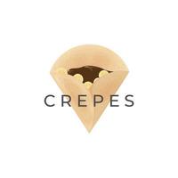 Delgado y delicioso crepes vector ilustración logo con chocolate y plátano Fruta relleno