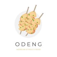 Spicy Odeng Eomuk Simple Vector Illustration Logo With Bamboo Skewer