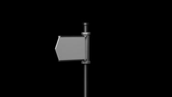 3D Signpost, Roadsign with one Arrow on Black Background video