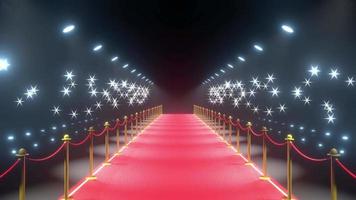 3d rouge tapis, barrières, éclat lumières - montrer, paparazzi concept video