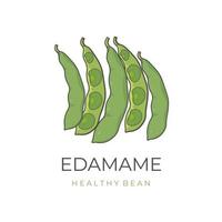 Edamame Young Soy Bean cartoon illustration logo vector