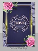 Wedding invitation Card with beautiful blooming floral watercolor background. Beautiful hand drawing invitation design pink rose invitation template. Elegant wedding card with beautiful floral vector. vector