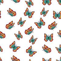 mariposas multicolores brillantes de patrones sin fisuras. papel pintado, fondo, fiesta infantil, papel artesanal vector